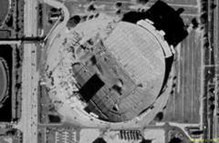 Satellite view of Houlihan Stadium under demolition