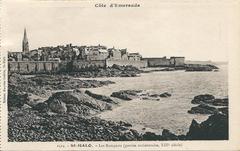 Vintage view of Côte d'Émeraude coastline in Brittany, France around 1920