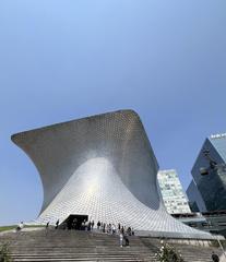 Futuristic Museo Soumaya building in Mexico City covered with hexagonal panels