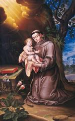Painting of San Antonio de Padua holding the Child Jesus by Diego de Borgraf