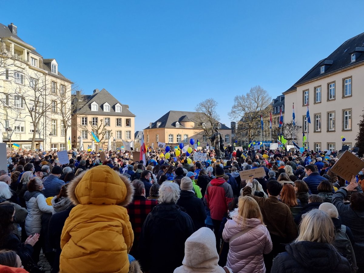 Demonstration in support of Ukraine at Place de Clairefontaine, Luxembourg on March 5, 2022