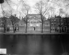 Historical Lakenhal building on Oude Singel canal in Leiden