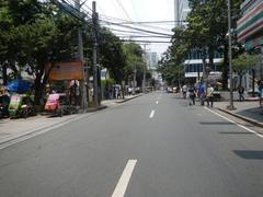 Street view of M. H. del Pilar Street corner United Nations Avenue and Roxas Boulevard in Ermita, Manila with Carlos P. Romulo Monument