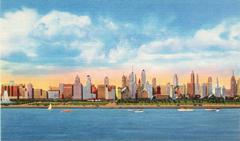 Chicago skyline with modern skyscrapers under clear blue sky