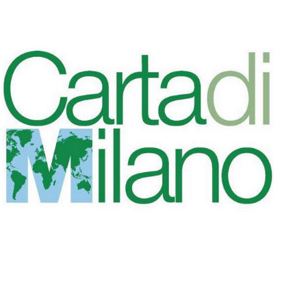 Carta di Milano logo featuring a colorful geometric design with overlapping shapes
