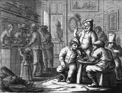 17th century painting of a man smoking tobacco pipe outdoors