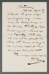 Letter handwritten by Willem Witsen to Albert Verwey dated 15 July 1888 with Dutch text on aged paper