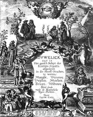 Frontispiece artwork by Adriaen Pietersz van de Venne depicting anthropomorphic animals in a creative scene