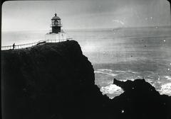 Bonita Point Lighthouse on a rocky shore in California