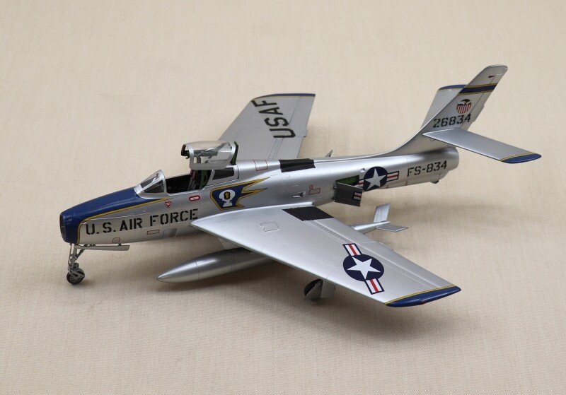 Republic F-84F Thunderstreak swept-wing turbojet fighter-bomber aircraft with U.S. Air Force markings