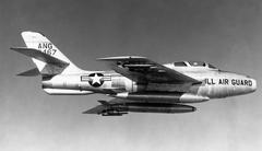 169th Tactical Fighter Squadron Republic F-84F-35-RE Thunderstreak aircraft 52-6467 parked on runway