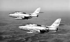 169th Tactical Fighter Squadron Republic F-84F Thunderstreak jets on tarmac