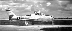 170th Fighter-Bomber Squadron Republic F-84F-25-RE Thunderstreak aircraft in natural aluminum finish
