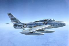 US Air Force Republic F-84F Thunderstreak fighter jet at RAF Bentwaters UK