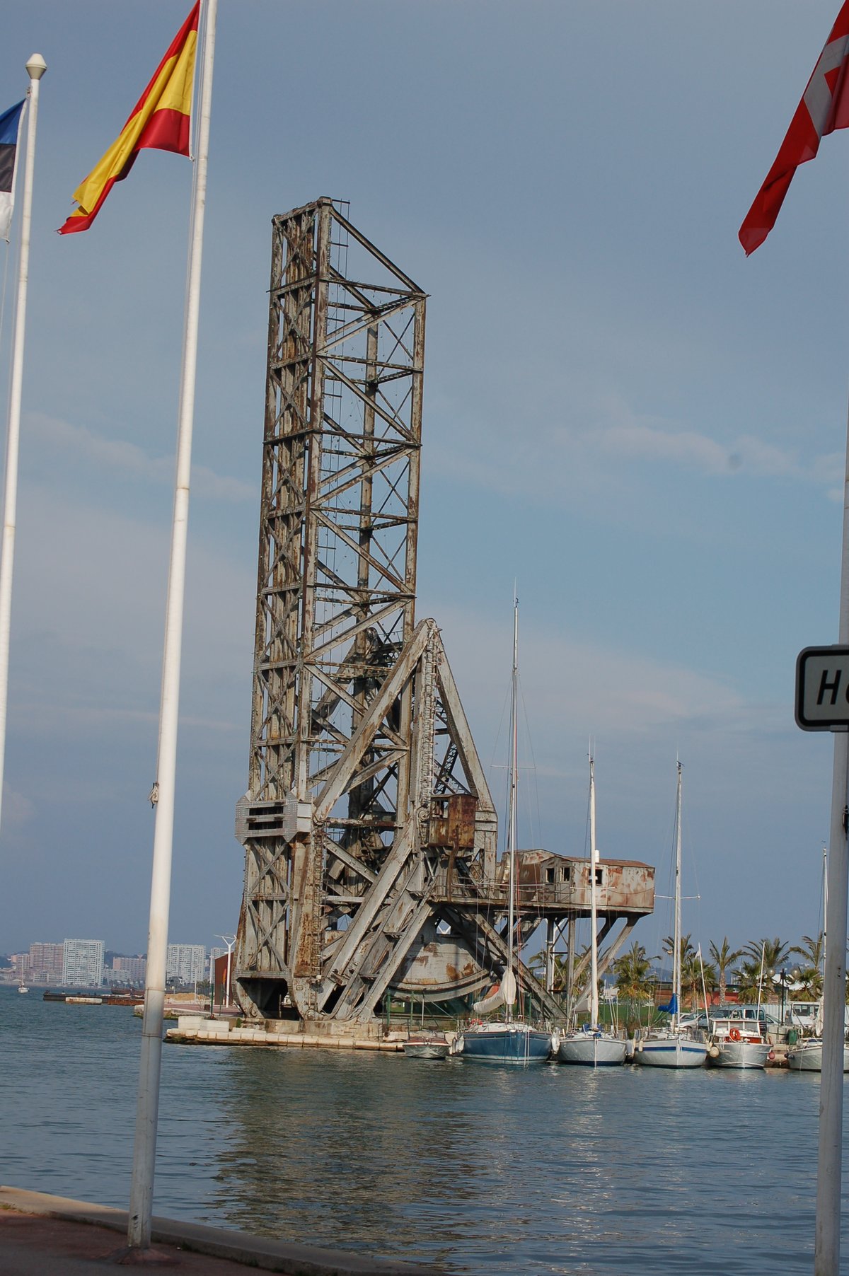 Historic lifting bridge at the old shipyard in La Seyne-sur-Mer, Var, France in April 2007