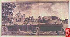 Engraving of Banaras Jantar Mantar stone instruments for solar time measurement