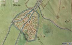 Historic map of Damme, Belgium by Jacob van Deventer
