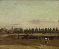 Excavating the Regent's Canal with a view of Marylebone Chapel by John Seguier