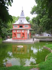 Casita del Pescador in Parque del Buen Retiro, Madrid, Spain with blue sky