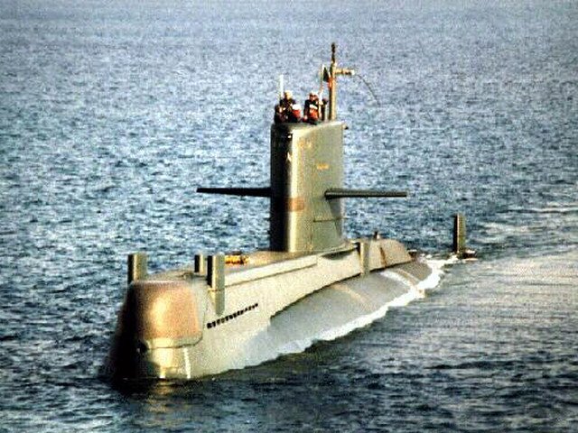 Italian Sauro class submarine in the water