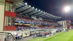 Doosan Arena main stand during UEFA Champions League match Viktoria Plzeň vs Karabakh