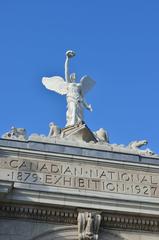 Princes' Gates at Toronto Exhibition Place entrance with historic arch and flags