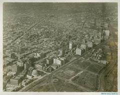 Aerial view of Chicago cityscape featuring Diversey and Sheridan areas in 1927