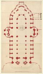 18th century architectural drawing of the main altar in Saint-Louis Cathedral, Versailles, France