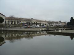 Carcassonne railway station building in winter
