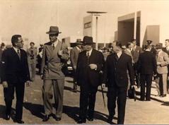 Meir Dizengoff with Crown Prince Gustaf VI Adolf of Sweden and Mr. Shlomo Yefet at Yerid Hamizrach Tel Aviv 1932