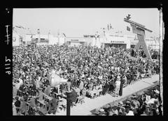 100% Jewish crowd at the opening ceremony in Tel Aviv during Palestine disturbances 1936