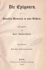 Book Die Epigonen by Karl Immermann