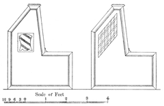 Elevation drawing of book-desks and reader's seats in Cesena