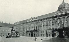 Franzensplatz Inner Hofburg square Vienna 1898 historical black and white photograph