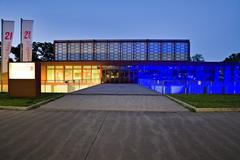 Belvedere 21 modern art museum building in Vienna with blue sky
