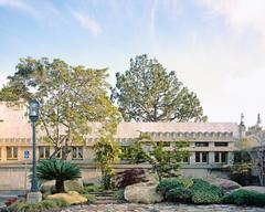 Exterior view of Hollyhock House designed by Frank Lloyd Wright in East Hollywood, Los Angeles