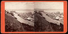 Historical image of Dufferin Terrace in Quebec City with inscription on reverse