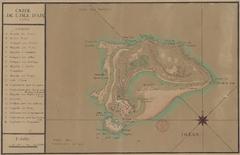 French map of Île d'Aix from 1762 showing English destructions during 1757 landing