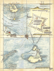 Map of Île d'Aix and its fortifications in 1672 by engineer La Favolière