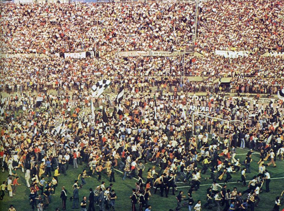 Juventus supporters celebrating 1974-75 Serie A league victory