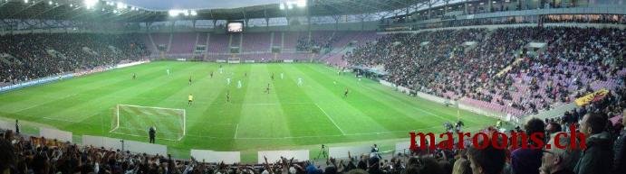 Interior view of Stade de Genève during a match between Servette and Bellinzona