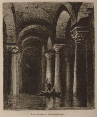 Historical illustration of water cisterns in Constantinople by Edmondo de Amicis from 1883 book