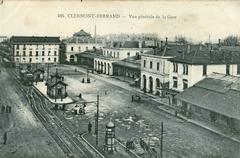Old postcard showing a general view of Clermont-Ferrand train station