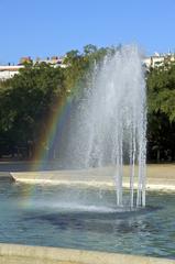 Rainbow over a fountain at Champ-de-Mars in Paris