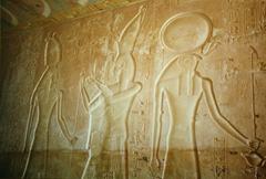 Interior view of KV15 Tomb of Seti II with Egyptian hieroglyphs and wall paintings