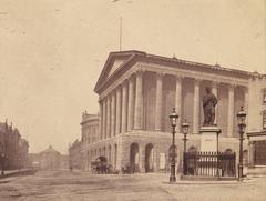 Black and white stereograph images showing early views of Birmingham, England with a castellated building on Ann Street