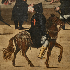 Black Knight of the Order of Saint James detail from the King's Fountain painting, Lisbon c. 1570-80