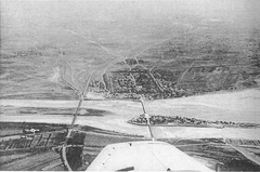 Aerial view of Marco Polo Bridge during the incident, showing Wanping on the opposite river side