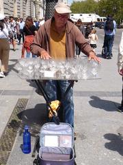 Street artist performing at Plaza de Oriente in Madrid