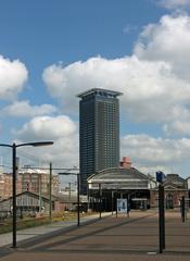 Strijkijzer building seen from Den Haag HS train station in The Hague